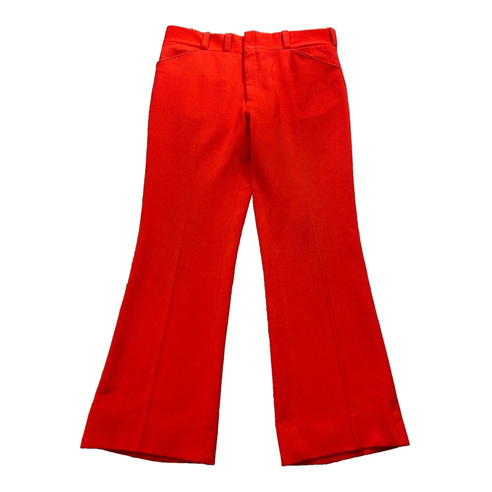 Forge Ltd Vtg 70s Bell Bottom‎ Flare Disco Red Pants Hippie Boho Avant Garde
